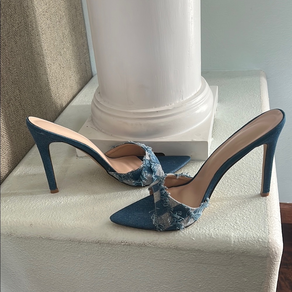 Stylish Blue Denim Heels